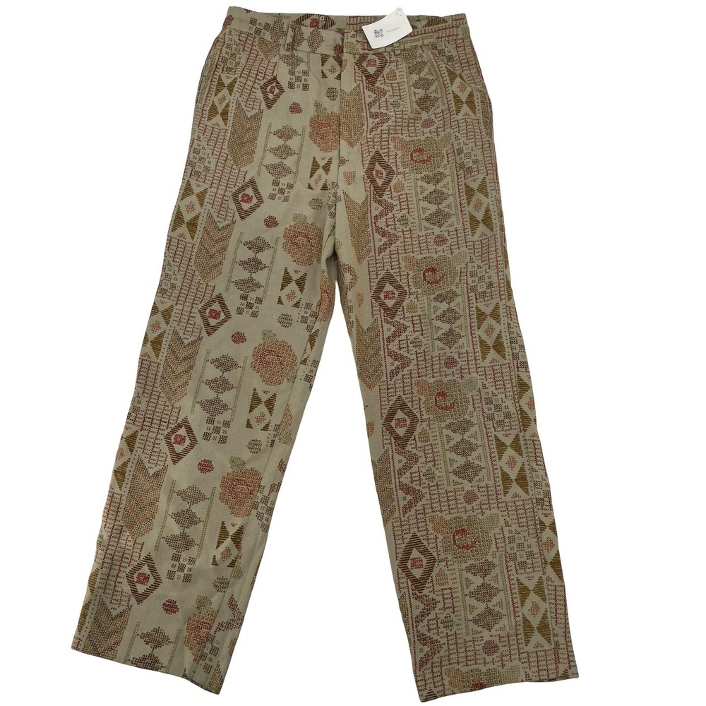 Unbranded Men's Trousers Geometric Floral Tapestry Beige 34x26